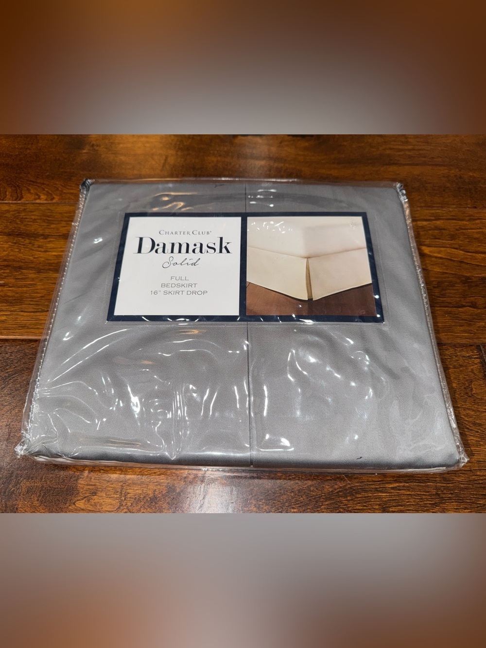 Charter Club Damask Solid Grey King Bedskirt